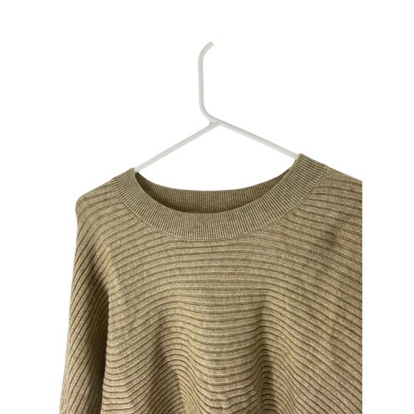 Khaki Ribbed Knit Pullover Crew Neck Long Sleeve Sweater Women's Size Small - Picture 3 of 6
